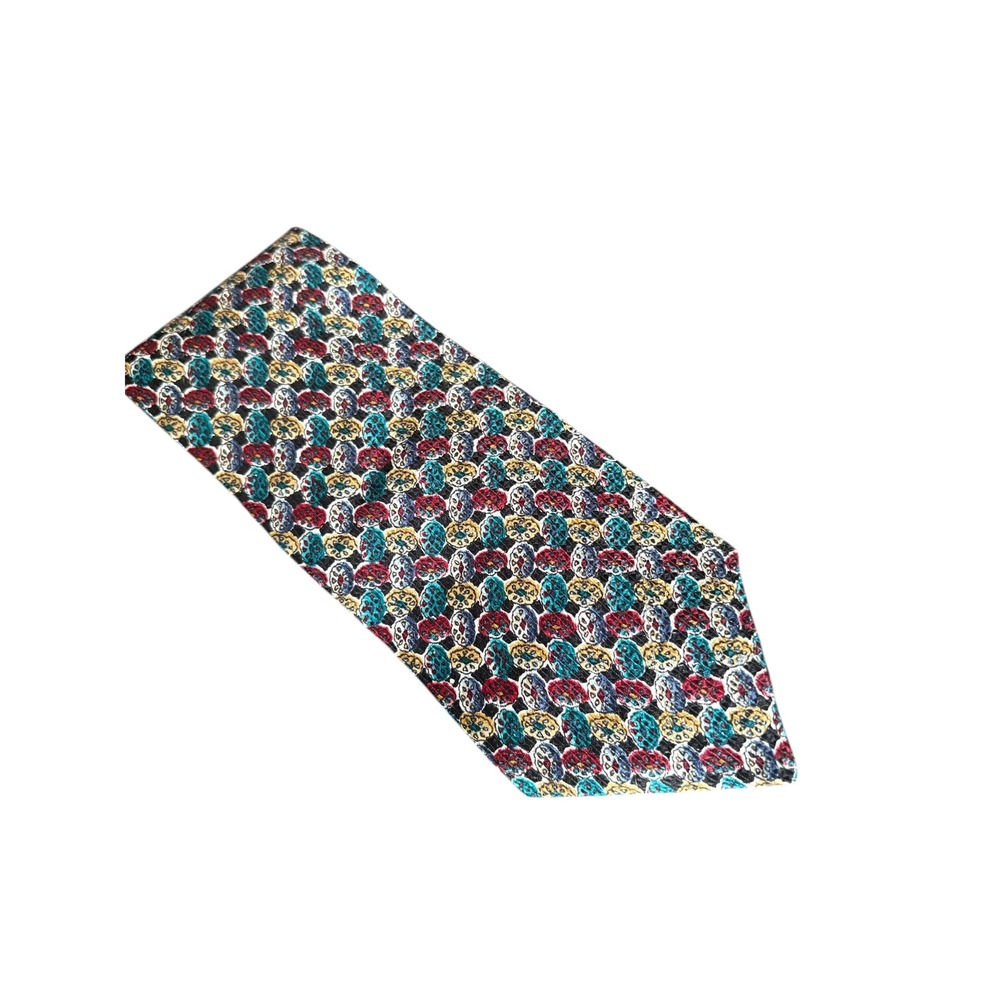 Burnham‎ Ltd Neck Tie 60" Multicolor Geometric Pattern Silk Blend 3.75"
